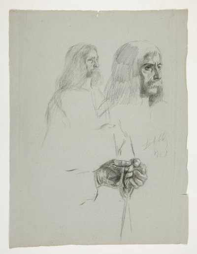 Figurstudier til et af vægmalerierne fra The Quest of the Holy Grail (en serie på femten malerier til Boston Public Library, færdiggjort i 1901) af Edwin Austin Abbey