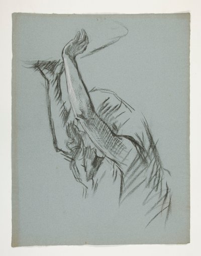 Figurstudie for Castle of the Grail, fra The Quest of the Holy Grail (en serie på 15 malerier til Boston Public Library, færdiggjort i 1901) af Edwin Austin Abbey