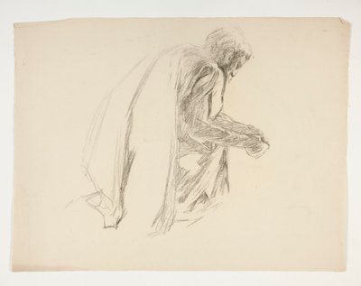 Figurstudie for Sir Lancelot og Sir Bors outfit Galahad med hans sporer, fra The Quest of the Holy Grail (det andet af en serie på femten malerier til Boston Public Library, færdiggjort i 1901) af Edwin Austin Abbey