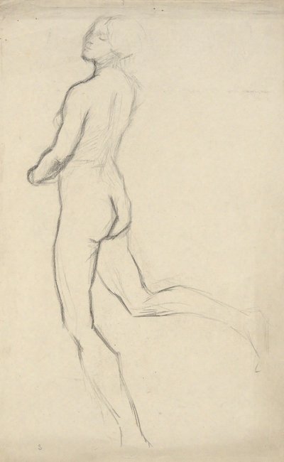 Figurstudie for The Hours (15:00) - vægmaleri i State Capitol-bygningen i Harrisburg, Pennsylvania, 1902-1911 (fuldført af John Singer Sargent) af Edwin Austin Abbey