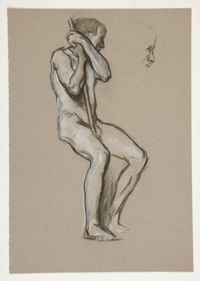 Figurstudie for The Spirit of Vulcan, Genius of the Workers in Iron and Steel, capitol rotunda, Harrisburg, Pennsylvania af Edwin Austin Abbey
