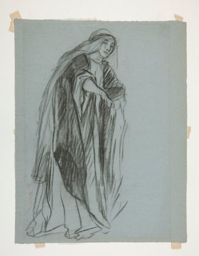 Figurstudie for the Castle of the Maidens(?), fra The Quest of the Holy Grail (en serie på femten malerier til Boston Public Library, færdiggjort i 1901) af Edwin Austin Abbey