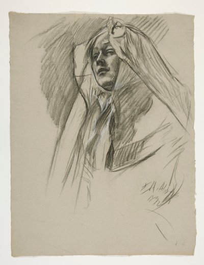 Figurstudie for Galahads barndom, fra The Quest of the Holy Grail (en serie på 15 malerier til Boston Public Library, færdiggjort i 1901) af Edwin Austin Abbey