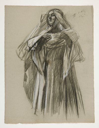 Figurstudie for Infant Galahad, fra The Quest of the Holy Grail (det første af en serie på femten vægmalerier til Boston Public Library, afsluttet i 1901) af Edwin Austin Abbey
