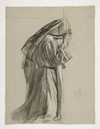 Figurstudie til ridderordenen af Sir Galahad, fra The Quest of the Holy Grail (en serie på femten malerier til Boston Public Library, afsluttet i 1901) af Edwin Austin Abbey