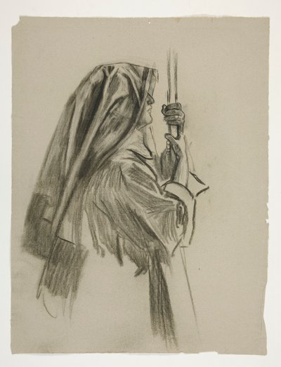 Figurstudie til ridderordenen af Sir Galahad, fra The Quest of the Holy Grail (en serie på 15 malerier til Boston Public Library, afsluttet i 1901) af Edwin Austin Abbey