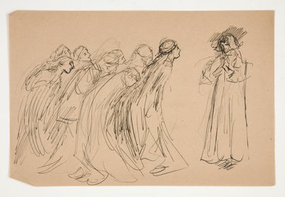 Galahad and the Captive Virtues, studie for The Quest of the Holy Grail (serie på femten malerier til Boston Public Library, afsluttet i 1901) af Edwin Austin Abbey