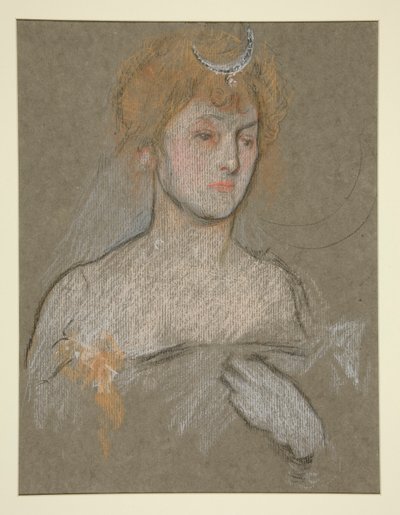 Hoved og skuldre af kvinde, kroning af Edward VII portræt af Edwin Austin Abbey
