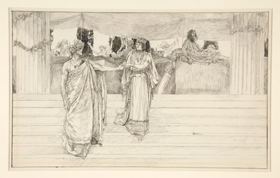 Hermione bønfalder Polixenes - Akt I, Scene II, Vinteren af Edwin Austin Abbey