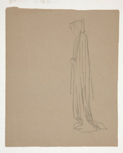 Hættefigur (recto); Studie af en mandsfigur (verso) af Edwin Austin Abbey