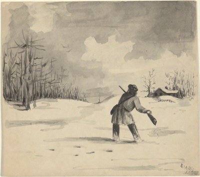 Jæger i sne af Edwin Austin Abbey