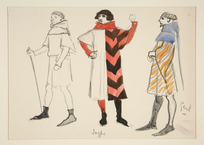 Jonglør og Gent, kostumeskitse til Henry Irving af Edwin Austin Abbey