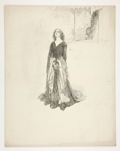 Dame med hænderne sammen, fra kong Richard II af Edwin Austin Abbey