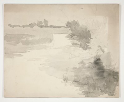 Landskab ved en flod af Edwin Austin Abbey