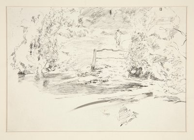Landskab med figur af Edwin Austin Abbey