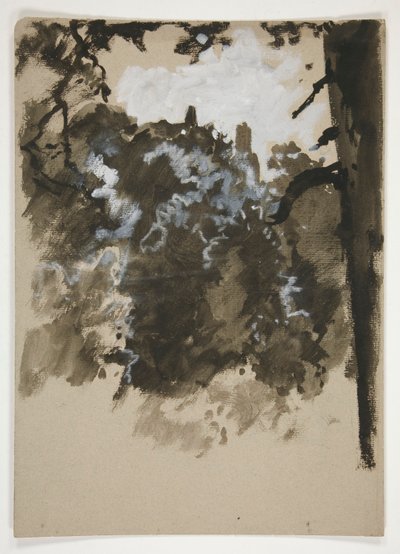 Landskab med træ af Edwin Austin Abbey