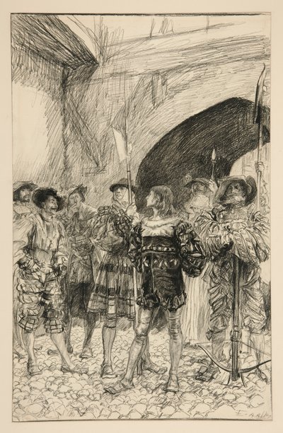 Lucio og Claudio - Akt I, Scene iii, Mål for Foranstaltning af Edwin Austin Abbey