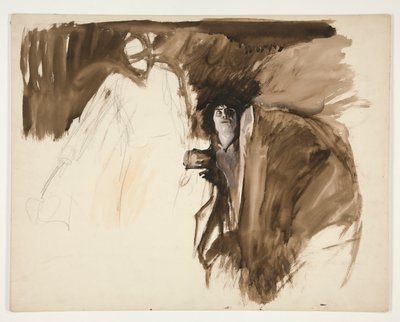 Mandsfigur, skitse til et uidentificeret Shakespeare-skuespil af Edwin Austin Abbey