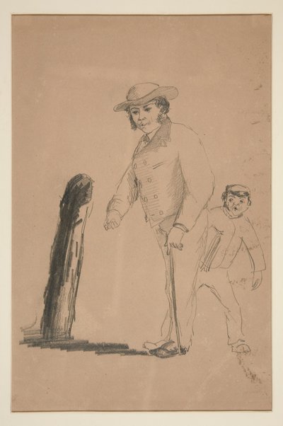 Mand og dreng (rekto); Hoveder og figurer af kinesere (verso) af Edwin Austin Abbey