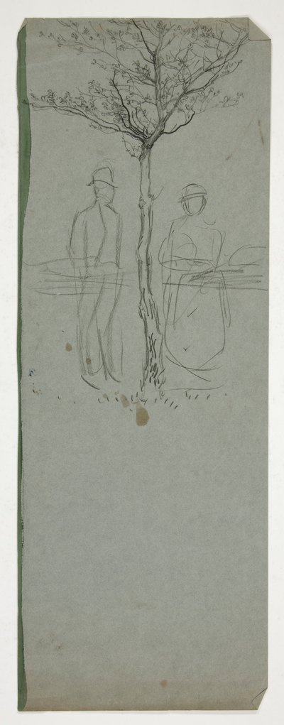 Mand og kvinde under et træ - (uidentificeret illustration) af Edwin Austin Abbey