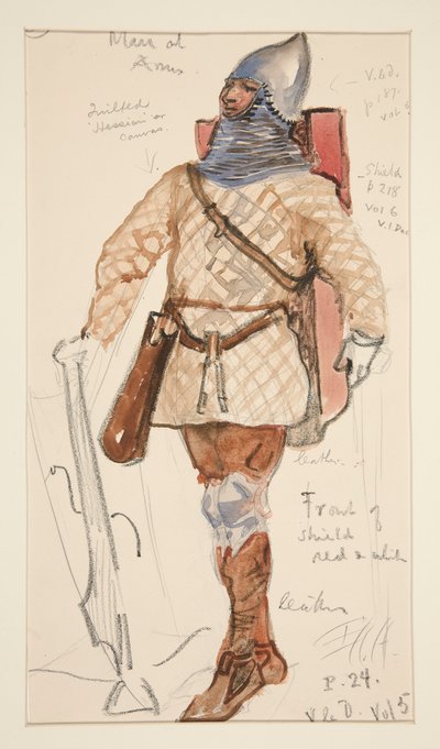 Man of Arms, kostumeskitse til Henry Irving af Edwin Austin Abbey