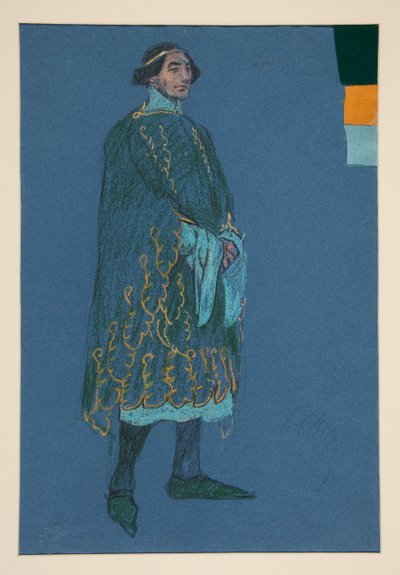 Diverse undersøgelse, kostumeskitse til Henry Irving af Edwin Austin Abbey