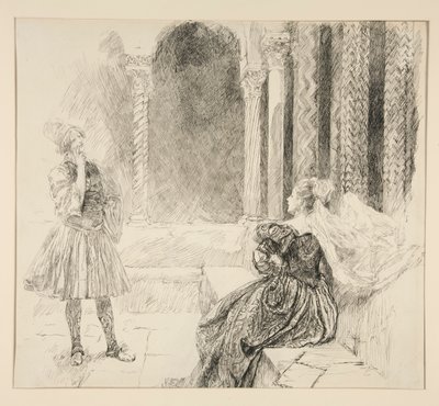 Olivia og Viola, illustration til 1. akt, Scene v, Twelfth Night af Edwin Austin Abbey