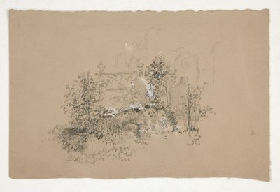 Tilgroet have(?) kirkegård(?) af Edwin Austin Abbey