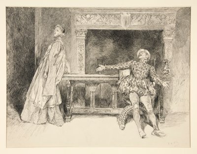Petruchio Banters Katharina, fra akt II, Scene i, Taming of the Shrew af Edwin Austin Abbey