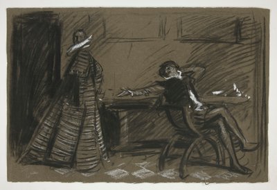 Petruchio driller Katharina (studie for .1058) - Anden akt, Scene I, Taming of the Shrew af Edwin Austin Abbey