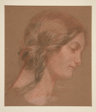 Portræt af en kvinde i profil af Edwin Austin Abbey