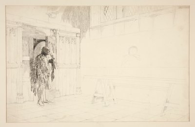 Foreløbig skitse til Merry Wives of Windsor af Edwin Austin Abbey