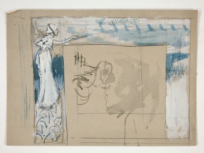 Foreløbig skitse til en flisepejseindfatning af Edwin Austin Abbey