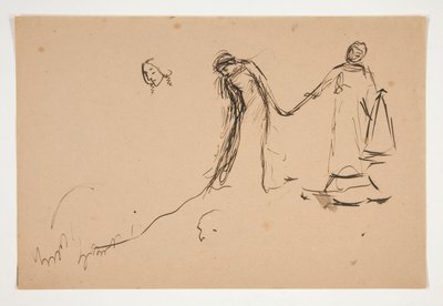 Foreløbig skitse af Helena og Lafeu til akt IV, scene III, alle af Edwin Austin Abbey