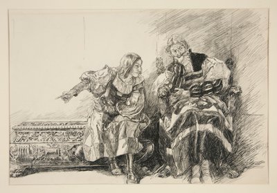Proteus og hertugen, fra akt III, Scene i, Two Gentlemen of Verona af Edwin Austin Abbey