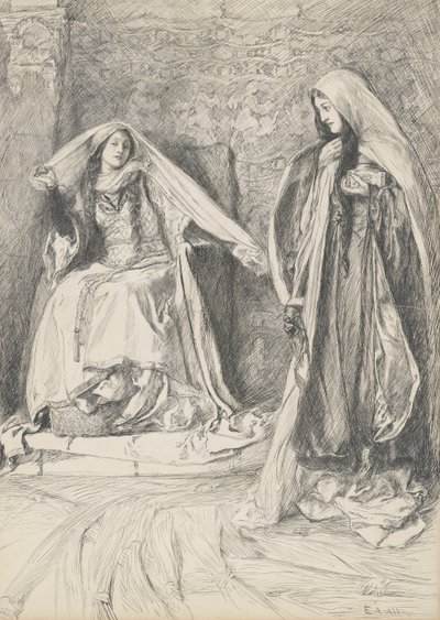 Rebecca og Rowena, illustration til Ivanhoe af Edwin Austin Abbey