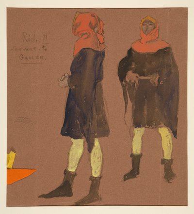 Sewart til Gaoler, kostumeskitse til kong Richard II af Edwin Austin Abbey