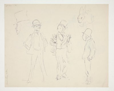 Ark med skitser af figurer af Edwin Austin Abbey