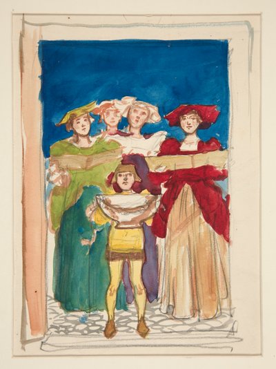 Skitse til julekort af Edwin Austin Abbey