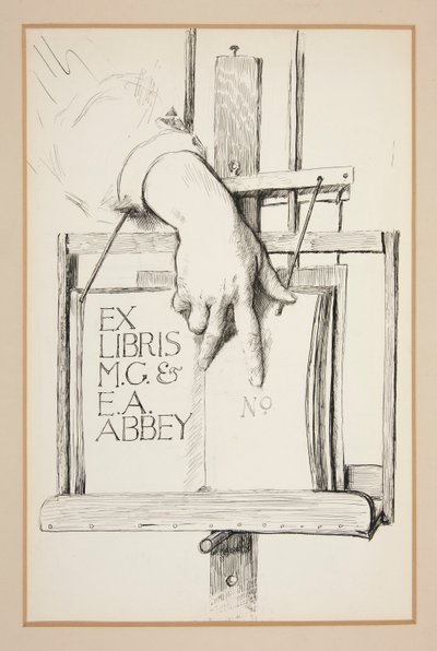 Skitse til Ex Libris: M.G. & E.A. Abbey af Edwin Austin Abbey