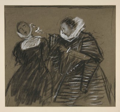 Skitse til Taming of the Shrew (?) af Edwin Austin Abbey