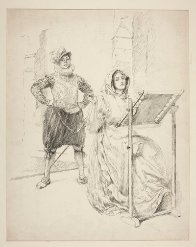 Skitse til påskeliljesangen af Edwin Austin Abbey