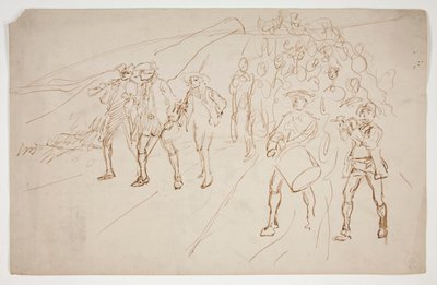 Skitse af uafhængighedskrigstropper, der marcherer af Edwin Austin Abbey