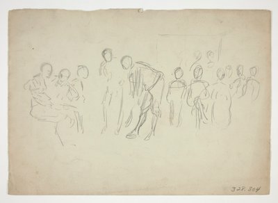 Skitse af en menneskemængde - uidentificeret illustration af Edwin Austin Abbey