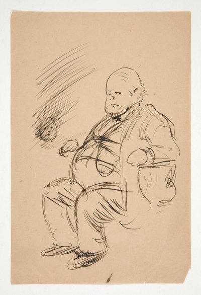 Skitse af en tyk mand, siddende af Edwin Austin Abbey