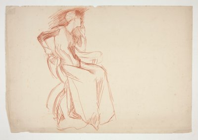 Skitse af en kvindelig figur, siddende - uidentificeret illustration af Edwin Austin Abbey