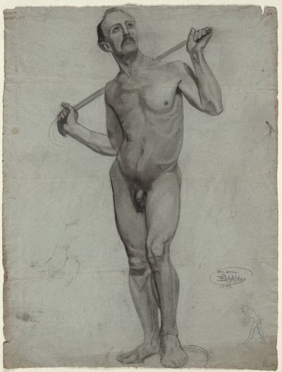 Skitse af en mandlig nøgen (studietegning) af Edwin Austin Abbey
