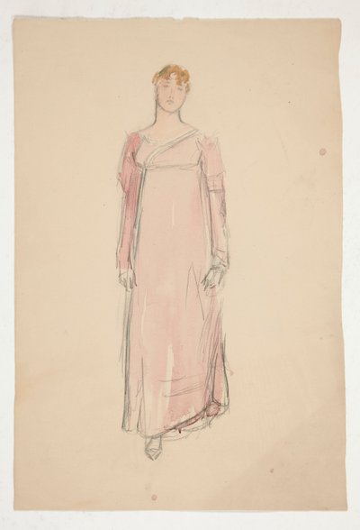 Skitse af en kvinde i pink - kostumestudie til et teaterstykke? af Edwin Austin Abbey