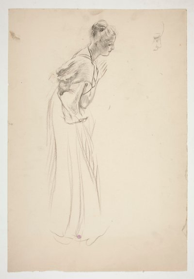 Skitse af en kvinde, bøjet og bedende af Edwin Austin Abbey