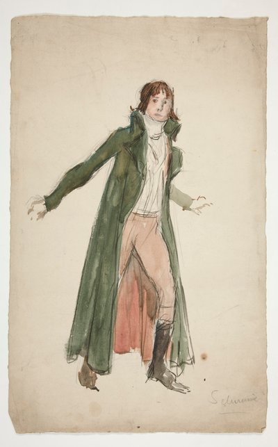 Skitse af en ung mand - studie til illustration til et teaterstykke? af Edwin Austin Abbey
